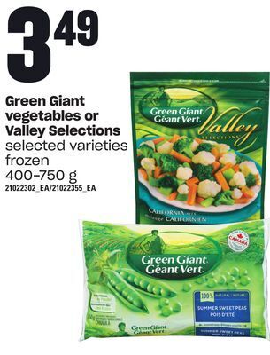Loblaws Green giant vegetables or valley selections, 400-750 g offer