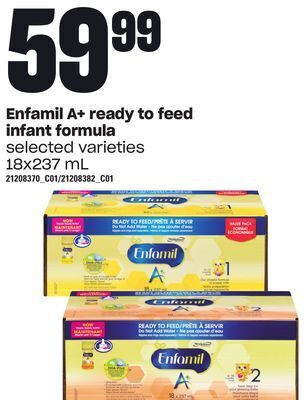Loblaws Enfamil a+ ready to feed infant formula, 18x237 ml offer