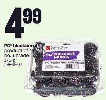 Loblaws Pc® blackberries, 170 g offer