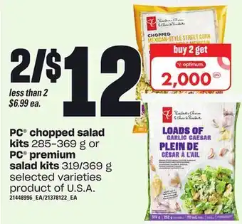 Loblaws Pc® chopped salad kits 285-369 g or pc® premium salad kits 319/369 g offer