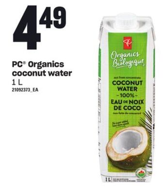 Loblaws Pc® organics coconut water, 1 l offer