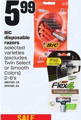 Loblaws Bic disposable razors, 2-8's offer