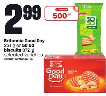 Loblaws Britannia good day, 231 g or 50 50 biscuits, 372 g offer