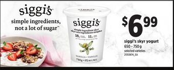 Loblaws Siggi's skyr yogurt, 650 - 750 g offer