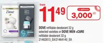 Loblaws Dove refillable deodorant, 32 g selected varieties or dove men +care refillable deodorant, 32 g offer
