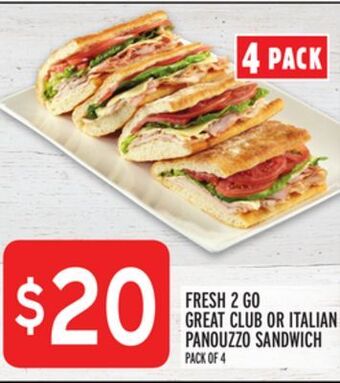 Metro Fresh 2 go great club or italian panouzzo sandwich offer