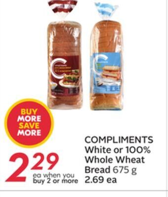 Sobeys Compliments white or 100% whole wheat bread offer
