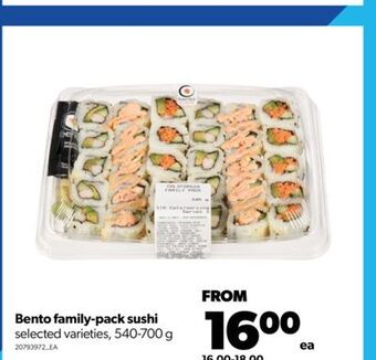 Real Canadian Superstore Bento family-pack sushi, 540-700 g offer