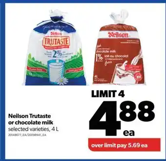 Real Canadian Superstore Neilson trutaste or chocolate milk, 4 l offer