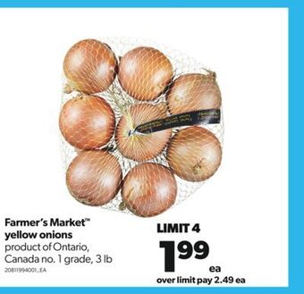 Real Canadian Superstore Farmer's market™ yellow onions, 3 lb offer