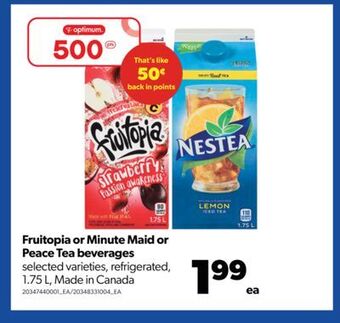 Real Canadian Superstore Fruitopia or minute maid or peace tea beverages, 1.75 l offer