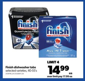 Real Canadian Superstore Finish dishwasher tabs, 40-55's offer