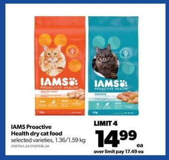 Real Canadian Superstore Iams proactive health dry cat food, 1.36/1.59 kg offer