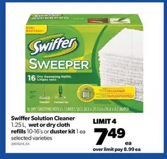 Real Canadian Superstore Swiffer solution cleaner, 1.25 l, wet or dry cloth refills, 10-16's or duster kit, 1 ea offer