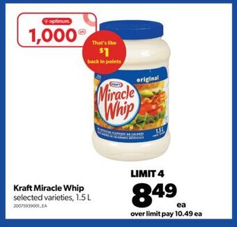 Real Canadian Superstore Kraft miracle whip, 1.5 l offer