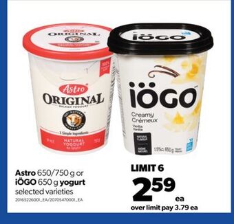Real Canadian Superstore Astro, 650/750 g or iögo, 650 g yogurt offer