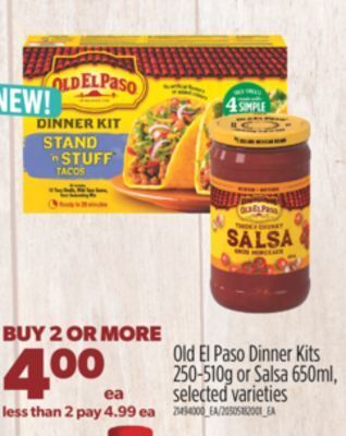 Real Canadian Superstore Old el paso dinner kits, 250-510g or salsa 650ml offer