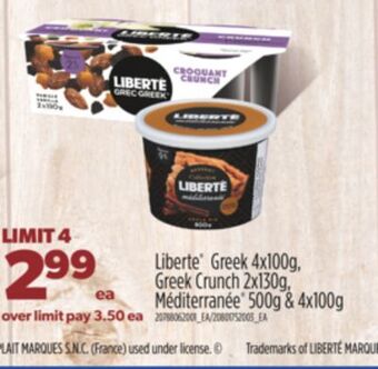 Real Canadian Superstore Liberte® greek, 4x100g, greek crunch, 2x130g, méditerranée®, 500g & 4x100g offer