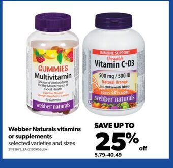 Real Canadian Superstore Webber naturals vitamins or supplements offer