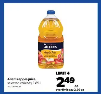 Real Canadian Superstore Allen's apple juice, 1.89 l offer