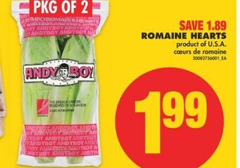 No Frills Romaine hearts, pkg of 2 offer