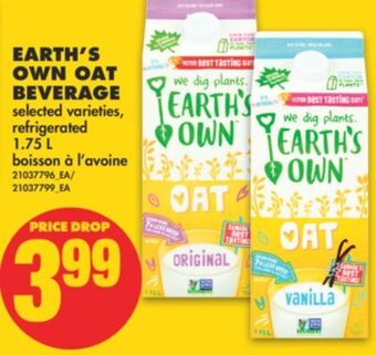 No Frills Earth's own oat beverage, 1.75 l offer