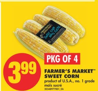 No Frills Farmer's market™ sweet corn, pkg of 4 offer
