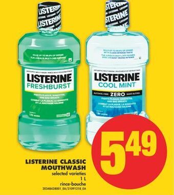 No Frills Listerine classic mouthwash, 1 l offer
