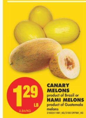 No Frills Canary melons or hami melons offer