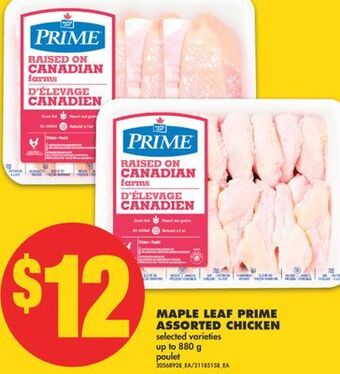 No Frills Maple leaf prime assorted chicken, up to 880 g offer