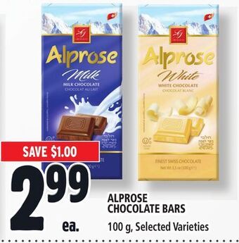Metro Alprose chocolate bars offer