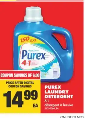 No Frills Purex laundry detergent, 6 l offer