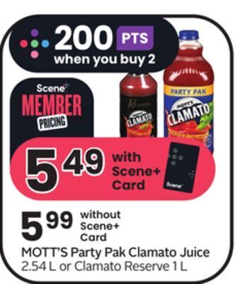 Sobeys Mott's party pak clamato juice offer