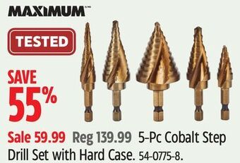 Canadian Tire Maximum 5-pc cobalt step drill set with hard case offer