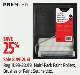 Canadian Tire Premier multi-pack paint rollers, brushes or paint set offer