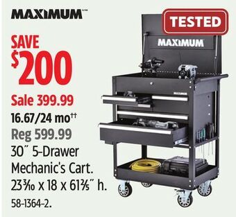 Canadian Tire Maximum 30" 5-drawer mechanic's cart offer