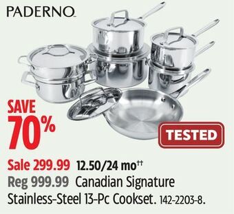 Canadian Tire Paderno canadian signature stainless-steel 13-pc cookset offer