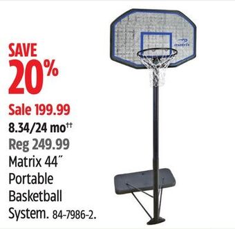 Canadian Tire Matrix 44" portable basketball system offer