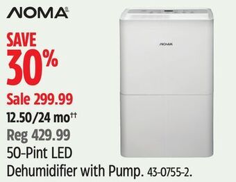 Canadian Tire Noma 50-pint led dehumidifier with pump offer