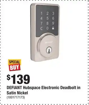 Home Depot Defiant hubspace electronic deadbolt in satin nickel offer