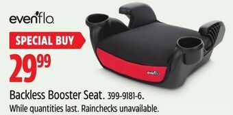 Canadian Tire Evenflo backless booster seat offer