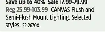 Canadian Tire Canvas flush and semi-flush mount lighting offer