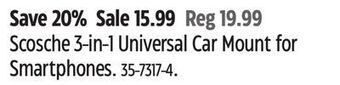 Canadian Tire Scosche 3-in-1 universal car mount for smartphones offer