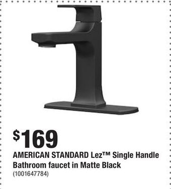 Home Depot American standard lez™ single handle bathroom faucet in matte black offer