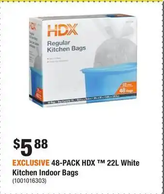 Home Depot Exclusive 48-pack hdx ™ 22l white kitchen indoor bags offer