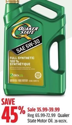 Canadian Tire Quaker state motor oil offer