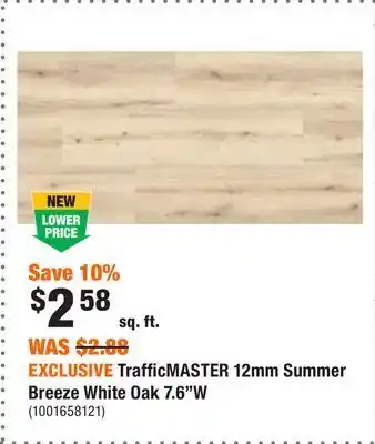 Home Depot Exclusive trafficmaster 12mm summer breeze white oak 7.6"w offer
