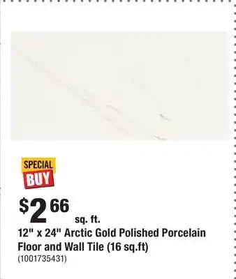 12" x 24" arctic gold polished porcelain floor and wall tile (16 sq.ft)
