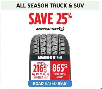Canadian Tire General tire all season truck & suv grabber hts60 tires offer