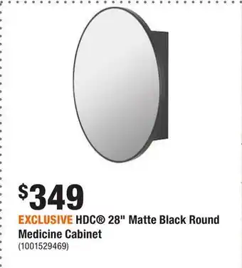 Home Depot Exclusive hdc® 28" matte black round medicine cabinet offer